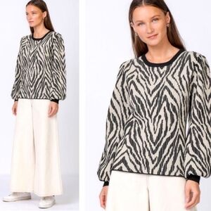 Anthropologie Current Air Zebra Print Sweater